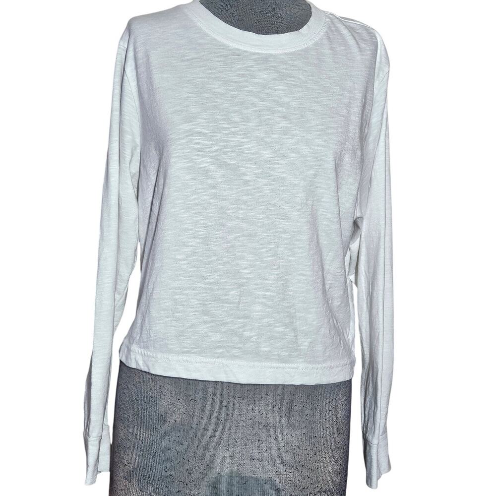 White Cotton Blend Crop Tee Size Small